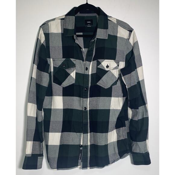 VANS Men's Box Tailored Fit Flannel Long Sleeve Shirt Cotton Green Small - Picture 1 of 4